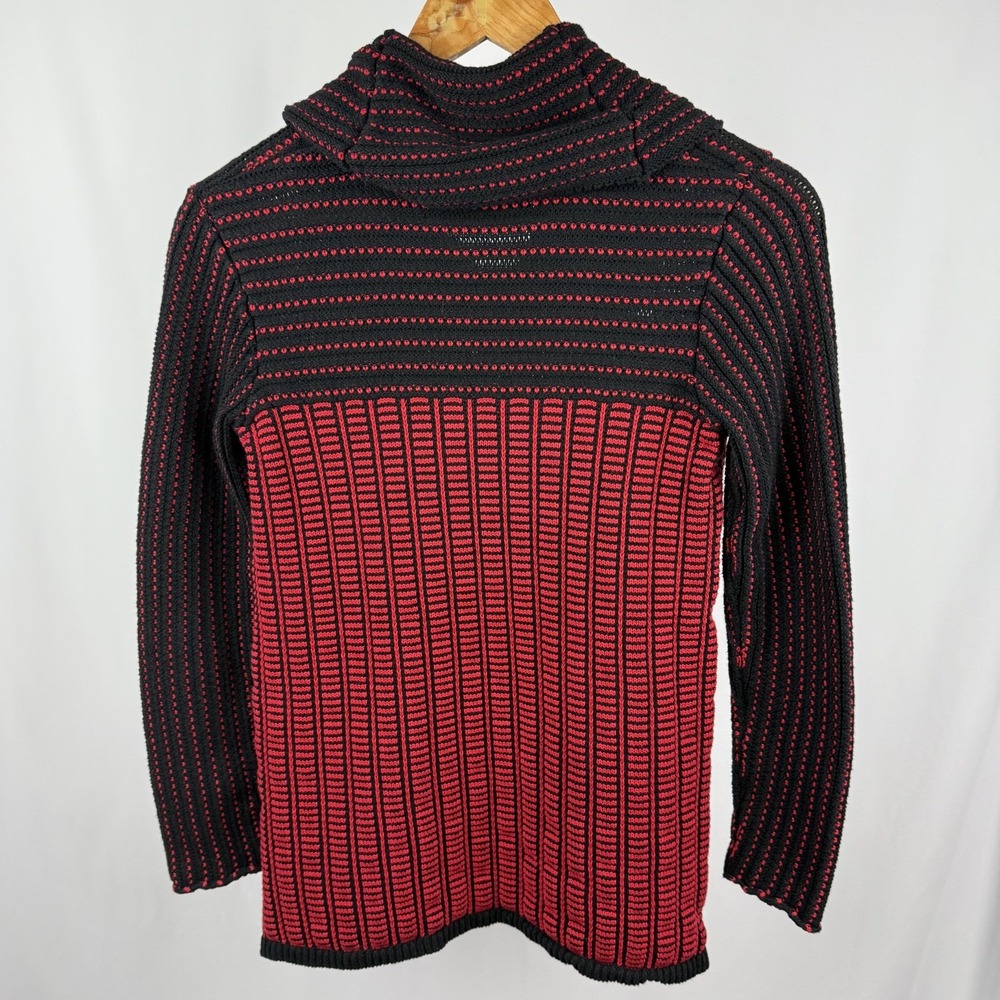 Calvin Klein Womens Small Cotton Cowl Neck Sweater‎ Red & Black - Picture 3 of 6